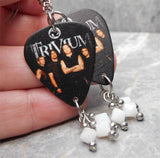 Trivium Group Picture Guitar Pick Earrings with White Swarovski Crystal Dangles