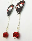 U2 How to Dismantle an Atomic Bomb Guitar Pick Earrings with Red Pave Bead Dangles