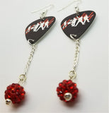 U2 How to Dismantle an Atomic Bomb Guitar Pick Earrings with Red Pave Bead Dangles