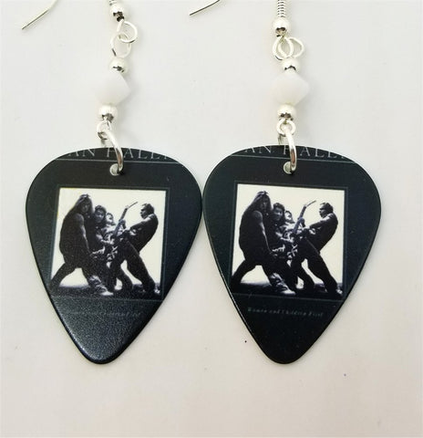 Van Halen Women and Children First Guitar Pick Earrings with White Swarovski Crystals