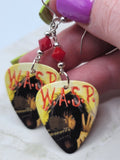 W.A.S.P. Guitar Pick Earrings with Opaque Red Swarovski Crystals