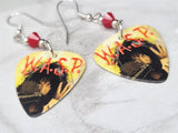 W.A.S.P. Guitar Pick Earrings with Opaque Red Swarovski Crystals