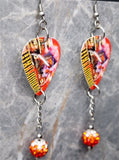 W.A.S.P. Helldorado Guitar Pick Earrings with Ombre Pave Bead Dangles