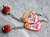 W.A.S.P. Helldorado Guitar Pick Earrings with Ombre Pave Bead Dangles