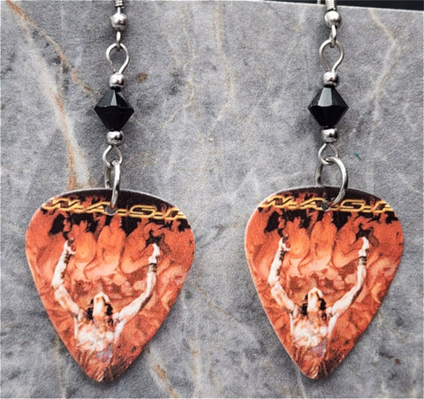W.A.S.P. The Neon God Part 2 The Demise Guitar Pick Earrings with Black Swarovski Crystals