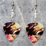 Whitesnake Group Picture Guitar Pick Earrings with Clear Swarovski Crystals