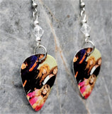 Whitesnake Group Picture Guitar Pick Earrings with Clear Swarovski Crystals