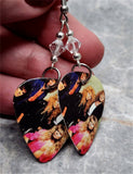 Whitesnake Group Picture Guitar Pick Earrings with Clear Swarovski Crystals