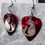 Cat and Kitten Stainless Steel Charm Guitar Pick Earrings - Pick Your Color