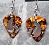 Cat and Kitten Stainless Steel Charm Guitar Pick Earrings - Pick Your Color