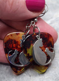 Cat and Kitten Stainless Steel Charm Guitar Pick Earrings - Pick Your Color