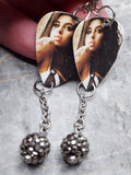 Christina Aguilera Guitar Pick Earrings with Pewter Pave Bead Dangles