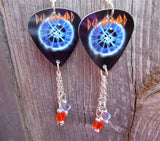 Def Leppard Adrenalize Guitar Pick Earrings with Guitar Charm and Swarovski Crystal Dangles