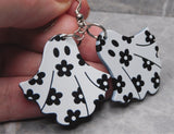 White with Black Flower Ghost Acrylic Earrings - Fun