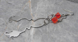 Witch's Broomstick Stainless Steel Earrings with Orange Swarovski Crystals