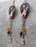 Elvis Performing Guitar Pick Earrings with Stainless Steel Guitar Charm and Swarovski Crystal Dangles