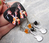 Elvis Performing Guitar Pick Earrings with Stainless Steel Guitar Charm and Swarovski Crystal Dangles