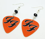 Foo Fighters "FF" Red Guitar Pick Earrings with Black Swarovski Crystals