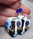 Foo Fighters Group Picture Guitar Pick Earrings with Blue Swarovski Crystals