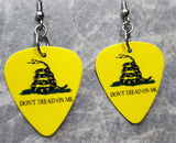 Don't Tread on Me Gadsden Flag Guitar Pick Earrings