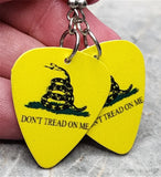 Don't Tread on Me Gadsden Flag Guitar Pick Earrings