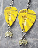 Genesis Nursery Cryme Guitar Pick Earrings with Yellow Swarovski Crystal Dangles