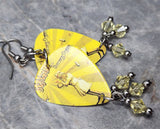 Genesis Nursery Cryme Guitar Pick Earrings with Yellow Swarovski Crystal Dangles