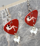 Posh Pin Up Girl Guitar Pick Earrings with White Swarovski Crystal Dangles