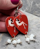 Posh Pin Up Girl Guitar Pick Earrings with White Swarovski Crystal Dangles