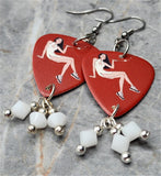 Posh Pin Up Girl Guitar Pick Earrings with White Swarovski Crystal Dangles