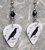 Witchy Raven Guitar Pick Earrings with Black Swarovski Crystals