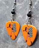 Posh Pin Up Racing Girl Guitar Pick Earrings with Black Swarovski Crystals
