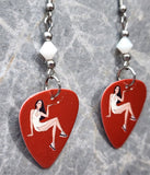 Posh Pin Up Girl Guitar Pick Earrings with White Swarovski Crystals