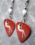Posh Pin Up Girl Guitar Pick Earrings with White Swarovski Crystals