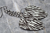 Zebra Patterned Dangling Guitar Pick Earrings