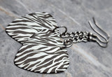 Zebra Patterned Dangling Guitar Pick Earrings