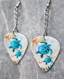 Sea Turtles Dangling Guitar Pick Earrings