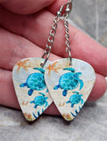 Sea Turtles Dangling Guitar Pick Earrings