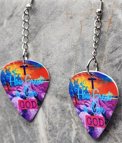 How Great is Our God Dangling Guitar Pick Earrings