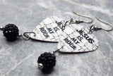 Jesus Is My Rock Guitar Pick Earrings with Black Pave Bead Dangles