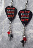 John 16:33 Guitar Pick Earrings with Cross Charm and Swarovski Crystal Dangles