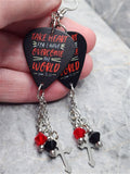 John 16:33 Guitar Pick Earrings with Cross Charm and Swarovski Crystal Dangles
