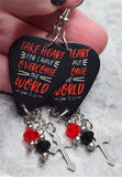John 16:33 Guitar Pick Earrings with Cross Charm and Swarovski Crystal Dangles