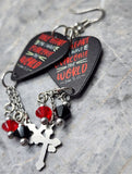 John 16:33 Guitar Pick Earrings with Cross Charm and Swarovski Crystal Dangles