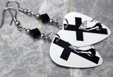 Prayer Hands and Cross Guitar Pick Earrings with Black Swarovski Crystals