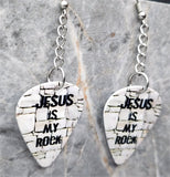 Jesus Is My Rock Dangling Guitar Pick Earrings