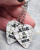 Jesus Is My Rock Dangling Guitar Pick Earrings