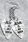 Jesus Is My Rock Dangling Guitar Pick Earrings