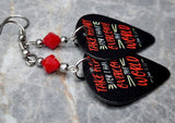 John 16:33 Guitar Pick Earrings with Red Swarovski Crystals