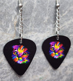 Dangling Stylized Cat Guitar Pick Earrings